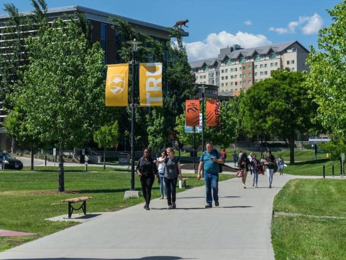 The Thompson Rivers University campus in Kamloops, in B.C.'s Interior. The university says it has stopped enrolling students to its four-year bachelor of fine arts program.  (Thompson Rivers University - image credit)