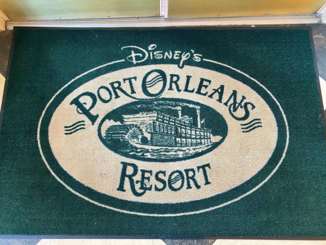 welcome mat at disney's port orleans resort at disney world