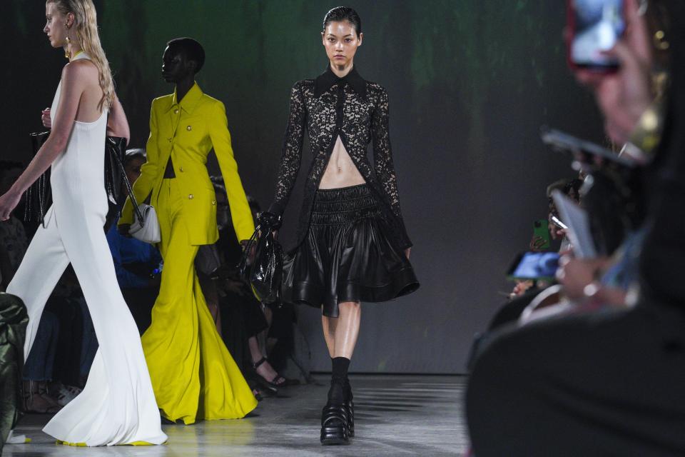 Fashion from Proenza Schouler Spring Summer 2023 collection is modeled during Fashion Week, Friday Sept. 9, 2022 in New York. (AP Photo/Bebeto Matthews)