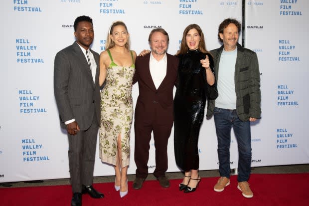 <p>(L-R) Rian Johnson, Leslie Odom Jr., Kate Hudson, Kathryn Hahn and Ram Bergman</p><p><a href="https://www.gettyimages.com/detail/1431173298" rel="nofollow noopener" target="_blank" data-ylk="slk:Miikka Skaffari/Getty Images;elm:context_link;itc:0;sec:content-canvas" class="link ">Miikka Skaffari/Getty Images</a></p>