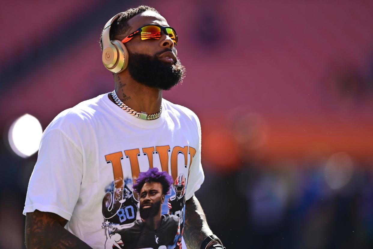 Former Browns wide receiver Odell Beckham Jr. wrote a letter thanking his teammates, the front office and the Cleveland fans for the love he was shown during his time with the Browns. [David Dermer/Associated Press]