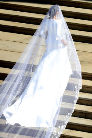 Meghan Markle arrives at St George's Chapel at Windsor Castle for her wedding to Prince Harry in Windsor, Britain, May 19, 2018. Andrew Matthews/Pool via REUTERS