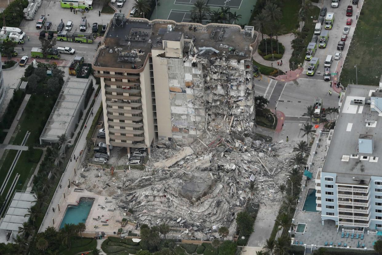 Part of the 12-story oceanfront Champlain Towers South Condo, with more than 100 units on Collins Ave., collapsed around 2 a.m. on Thursday, June 24, 2021.