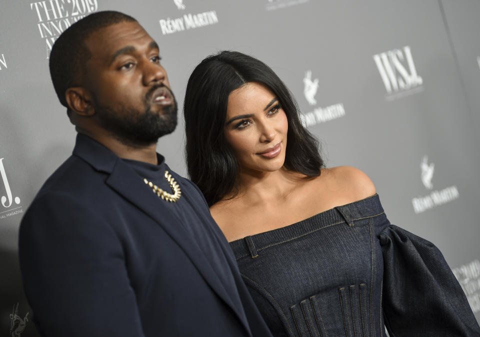 Kanye West, left, and wife Kim Kardashian West attend the WSJ. Magazine 2019 Innovator Awards at the Museum of Modern Art on Wednesday, Nov. 6, 2019, in New York. (Photo by Evan Agostini/Invision/AP)