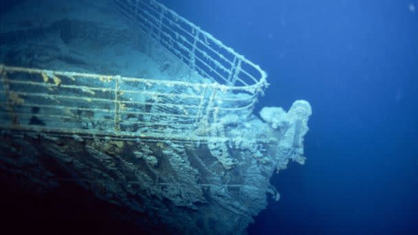 PHOTO: A part of the Titanic's bow, viewed in the Atlantic Ocean, north of Newfoundland in 1996. (Xavier Desmier/Gamma-Rapho via Getty Images)