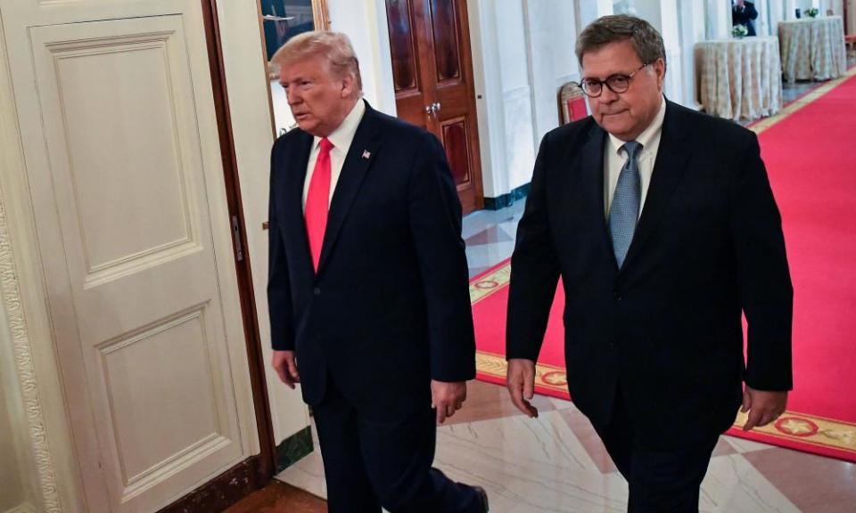 Trump and Barr seen in the White House in November.