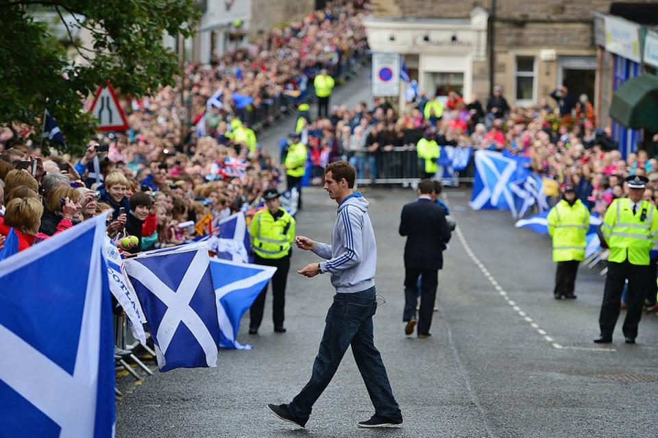 Thousands packed the streets of Dunblane when Murray returned in 2012 after winning Olympics gold and his first grand slam title at the US Open (Getty Images)