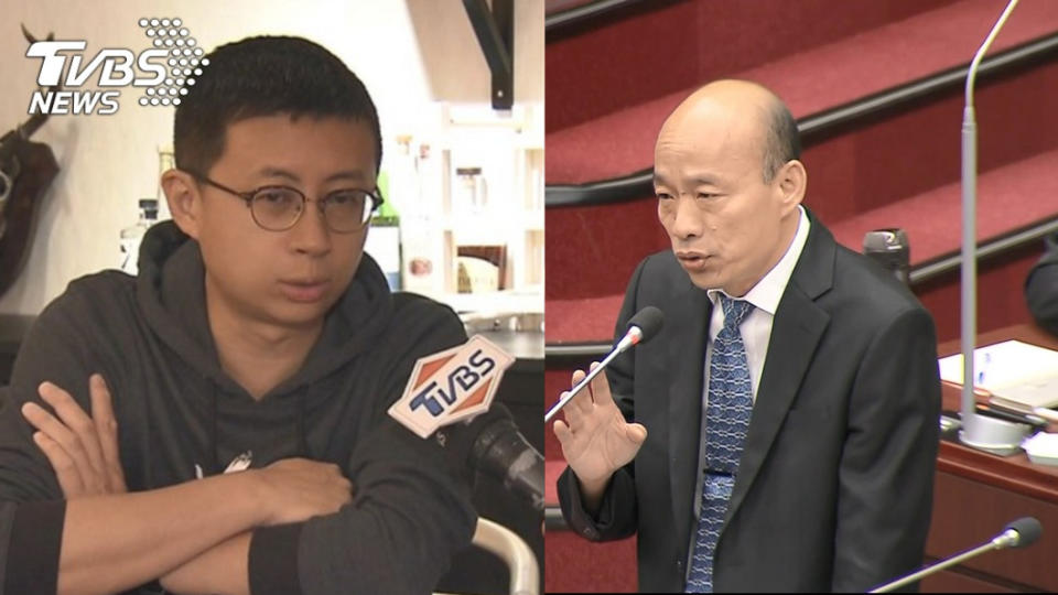 台北市議員「呱吉」邱威傑(左)、國民黨總統候選人韓國瑜(右)。圖／TVBS