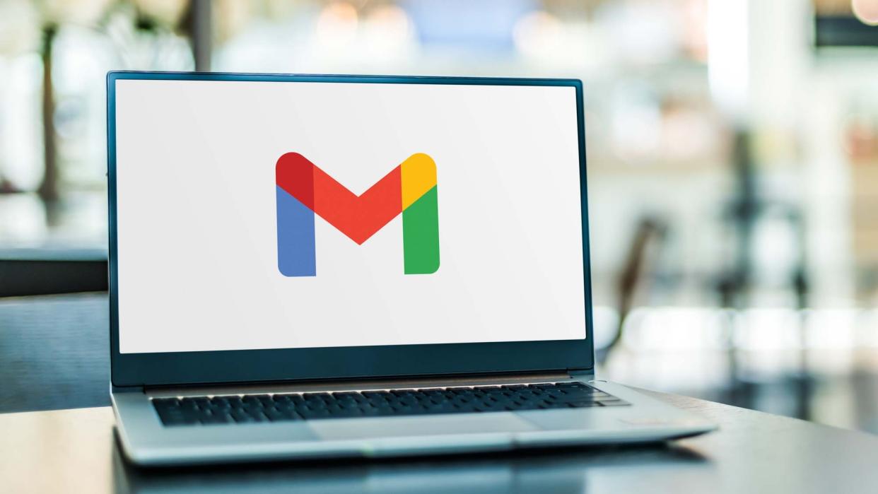  Image of Gmail's logo on a laptop 