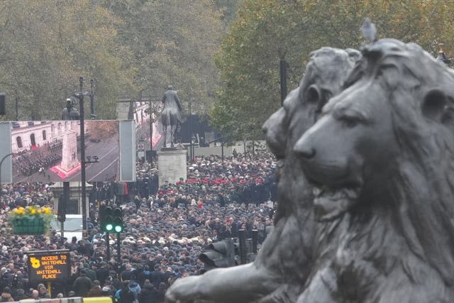 Veterans wait to take part in the Remembrance Sunday service