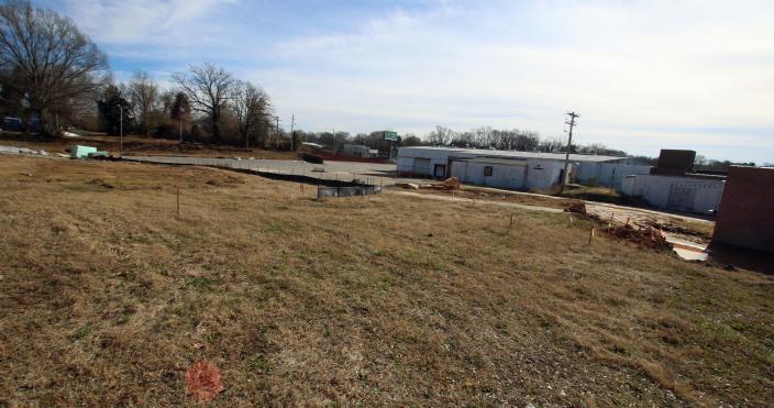 Site where a parking deck may be built near the intersection of West Main Avenue and North Trenton Street in Gastonia.