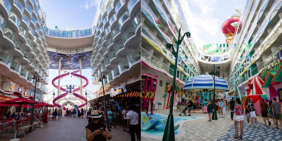 Boardwalk on Wonder of the Seas (left) and Surfside on Icon (right)