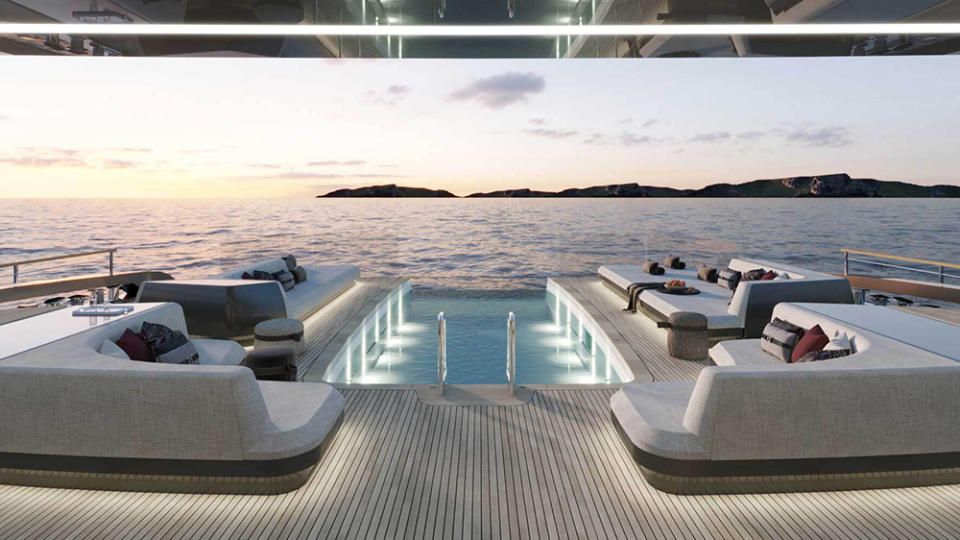 The infinity-style pool overlooks the ocean.   - Credit: Sunreef Yachts