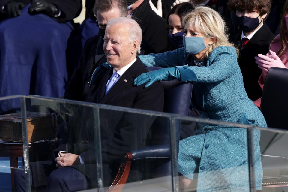 <p>Jill Biden shows support to her husband, President Joe Biden. </p>
