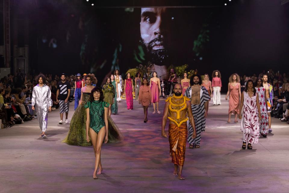 The finale of the First Nations Fashion Design show at Australian Fashion Week