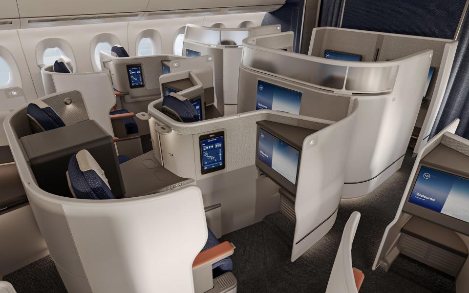 A sample layout of seats in Lufthansa's new business-class cabin.