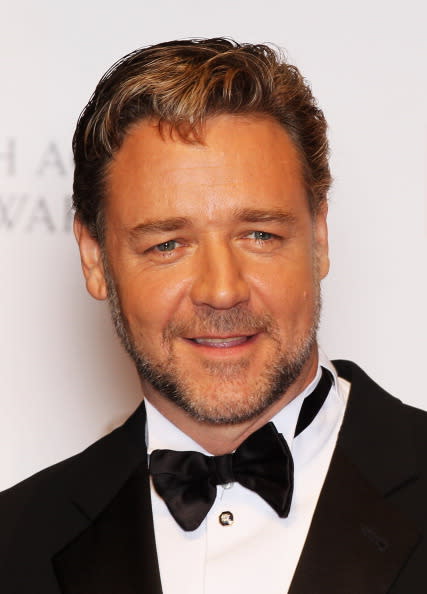Actor Russell Crowe poses in the press room during the Orange British Academy Film Awards 2012 at the Royal Opera House on February 12, 2012 in London, England. (Photo by Chris Jackson/Getty Images)