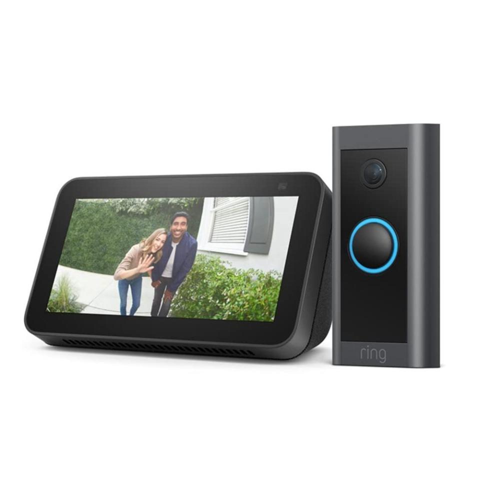 <p>Ring Video Doorbell Wired Bundle with Echo Show 5 (2nd Gen)</p><p>$59.99</p><p><a href="https://www.amazon.com/Ring-Video-Doorbell-Wired-bundle/dp/B08YT3ZJC8?tag=syn-yahoo-20&ascsubtag=%5Bartid%7C10060.a.42179356%5Bsrc%7Cyahoo-us" rel="nofollow noopener" target="_blank" data-ylk="slk:Shop Now;elm:context_link;itc:0;sec:content-canvas" class="link ">Shop Now</a></p>