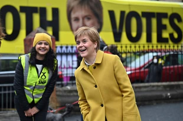 Under leader Nicola Sturgeon, the Scottish National Party could capture a majority of seats in Scotland's Parliament. 