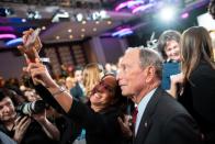 Democratic U.S. presidential candidate Bloomberg greets supporters at the end of his campaign event "Women for Mike" in the Manhattan borough of New York City, New York