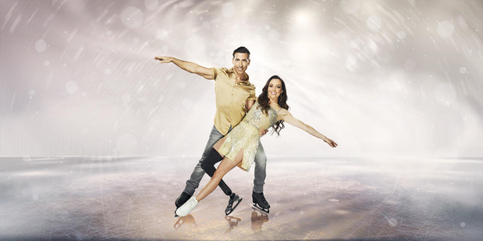This image and the information contained herein is strictly embargoed until 00.01 Tuesday 11th January 2022From Lifted EntertainmentDancing on Ice: SR14 on ITV and ITV HubPictured: Andy Buchanan and Stef Reid.This photograph is (C) ITV Plc and can only be reproduced for editorial purposes directly in connection with the programme or event mentioned above, or ITV plc. Once made available by ITV plc Picture Desk, this photograph can be reproduced once only up until the transmission [TX] date and no reproduction fee will be charged. Any subsequent usage may incur a fee. This photograph must not be manipulated [excluding basic cropping] in a manner which alters the visual appearance of the person photographed deemed detrimental or inappropriate by ITV plc Picture Desk.  This photograph must not be syndicated to any other company, publication or website, or permanently archived, without the express written permission of ITV Picture Desk. Full Terms and conditions are available on the website www.itv.com/presscentre/itvpictures/termsFor further information please contact:james.hilder@itv.com / 0207 157 3052