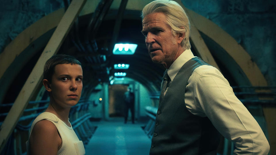 Millie Bobby Brown as Eleven and Matthew Modine as Dr. Martin Brenner.