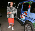 <p>Someone is <em>really</em> in the holiday spirit! Bieber showed off his Mercedes-Benz G-Class, which is festive to say the least. We wonder what the singer wants for Christmas? Santa already brought him Selena Gomez so he’s probably good. (Photo: BACKGRID)<br></p>