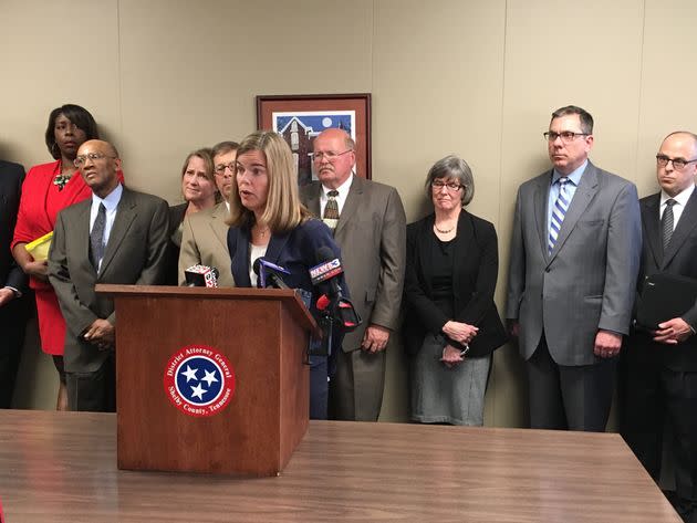 Shelby County district attorney Amy Weirich discusses the dismissal of disciplinary charges against her during a news conference on Monday, March 20, 2017 in Memphis, Tenn. (AP Photo/Adrian Sainz) (Photo: via Associated Press)
