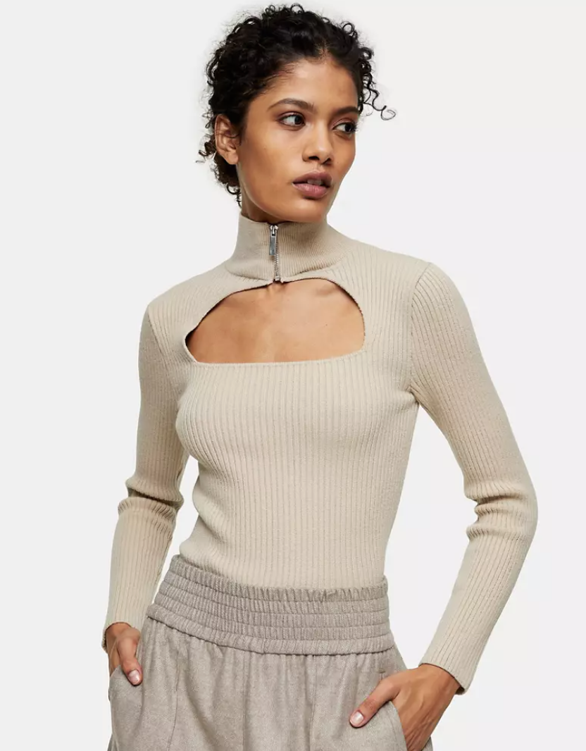 Rollkragenpullover mit Zipper und Cut-out (Bild: Asos)