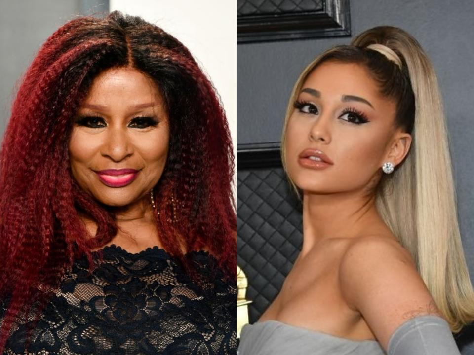 Chaka Khan and Ariana Grande at events in early 2020 (Frazer Harrison/Amy Sussman/Getty)