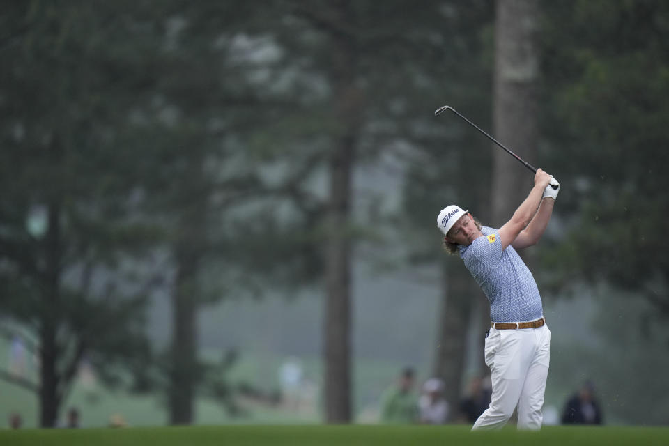 Cameron Smith, of Australia, hits the ball off the first tee during a practice for the Masters golf tournament at Augusta National Golf Club, Tuesday, April 4, 2023, in Augusta, Ga. (AP Photo/Jae C. Hong)