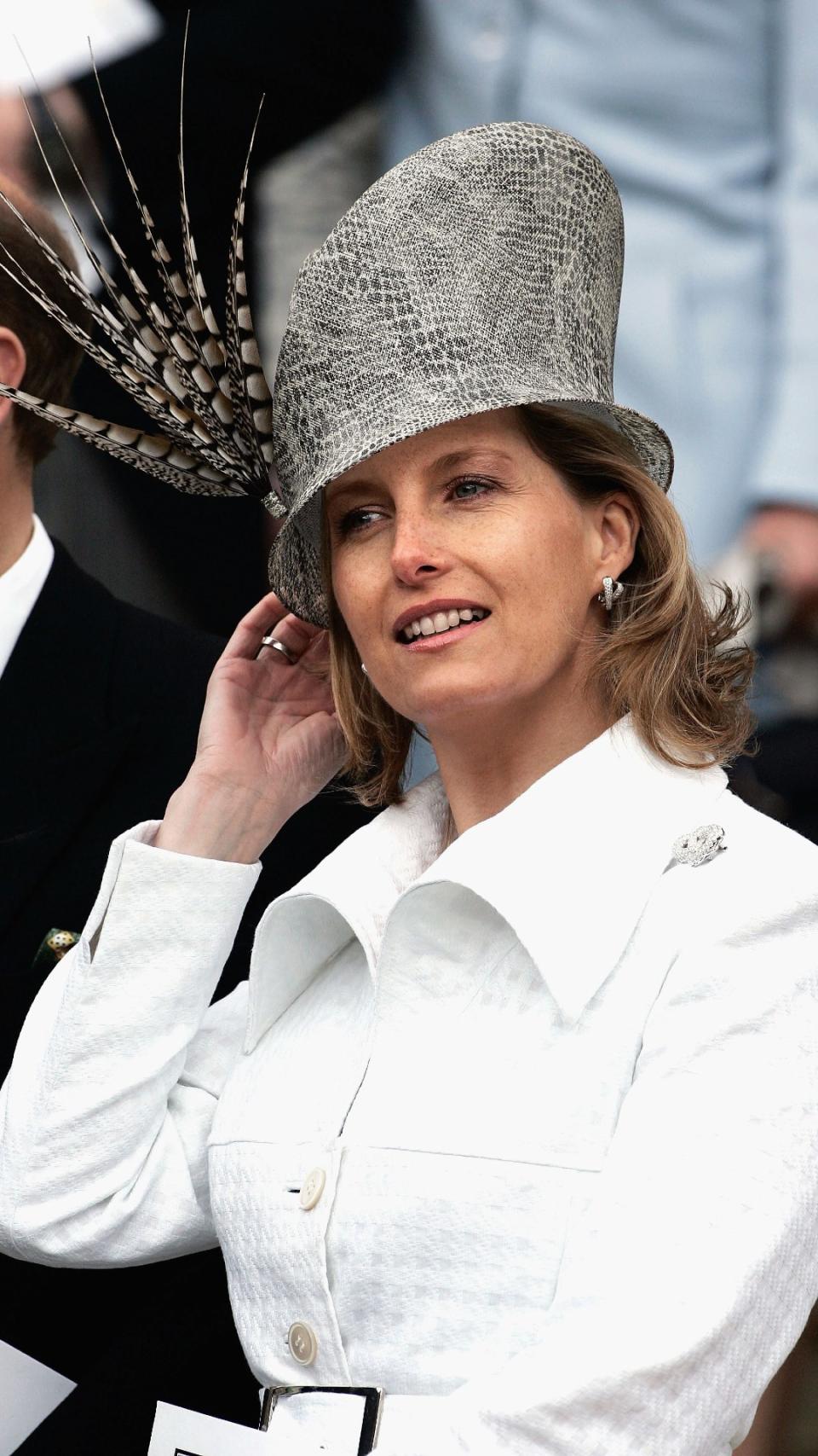 <p> At the wedding of the then Prince Charles and Camilla in 2005, Duchess Sophie wore an intriguing shapely snakeskin hat complete with a plume of feathers. It cemented Sophie as one to watch when it came to fashion, showcasing that she had her own style and wasn't afraid to mix things up. </p>
