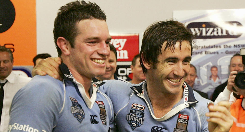 Seen here, former NSW Blues captain Danny Buderus and Andrew Johns.