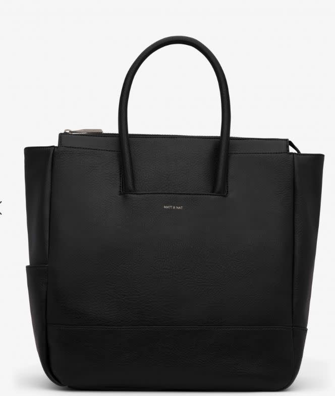 PERCIO diaper bag in 'Black.' Available in two colours. Image via Matt & Nat. 