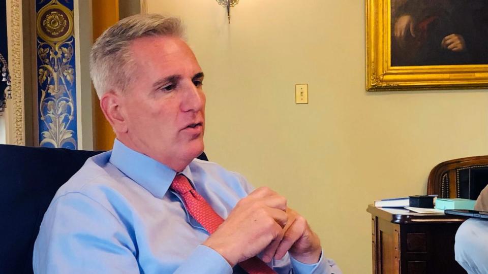 PHOTO: Former Speaker Kevin McCarthy spoke with ABC News’ John Parkinson about his time in Congress and legacy.  (John Parkinson/ABC News)