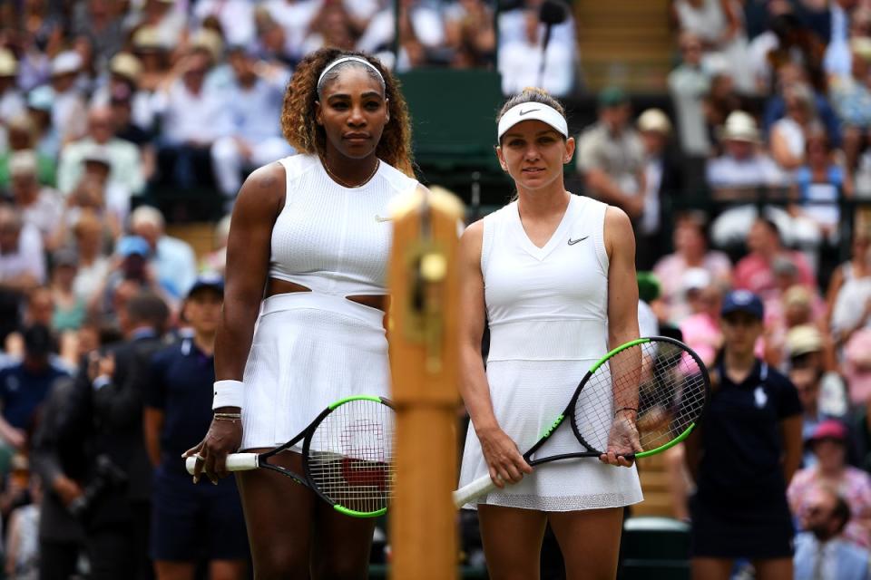 Serena Williams and Simona Halep pose before the 2019 Wimbledon final (Getty Images)