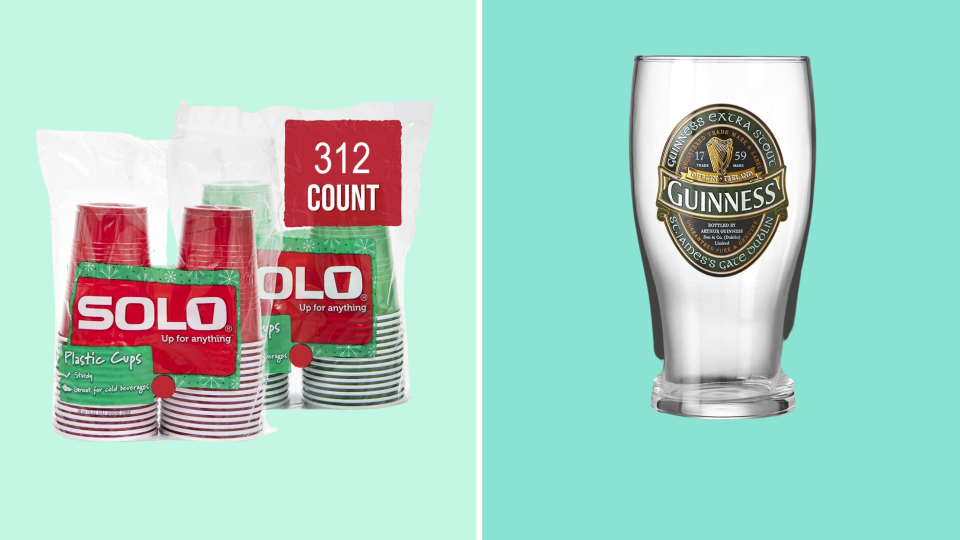 Drink with some St. Patrick's Day flair using either a green solo cup or a pint glass.
