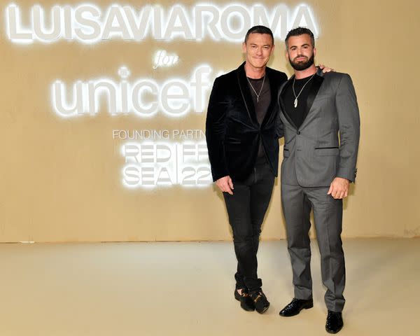 <p>Craig Barritt/Getty</p> Luke Evans and his partner Fran Tomas attend the LuisaViaRoma for UNICEF Winter Gala at Emeraude on December 29, 2022 in St. Barths