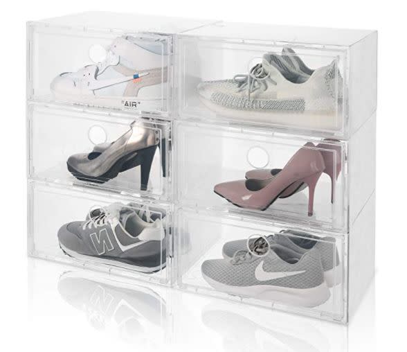 Get this <a href="https://amzn.to/33Yb2Or" target="_blank" rel="noopener noreferrer">shoe storage box for six pairs of shoes on sale for $40</a> (normally $56) on Amazon.