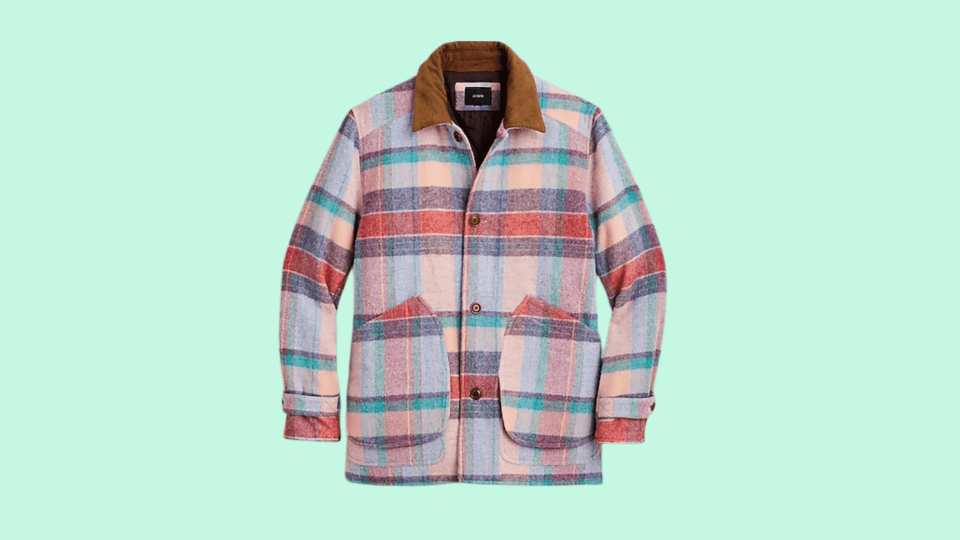 Your fall wardrobe doesn’t have to be earth-toned. A rose-hued jacket is big on style.