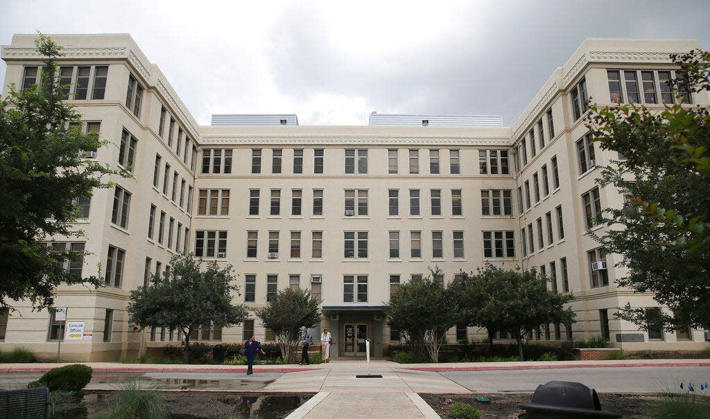 This May 24, 2021 photo shows the Robert B. Green hospital building, Bexar county's original hospital that has been standing for more than 100 years, in San Antonio. A strong earthquake that struck a remote area of the West Texas desert on Wednesday, Nov. 16, 2022, caused damage to the building officials said.