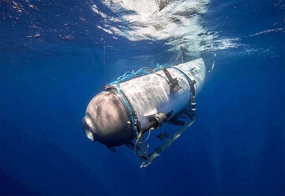 OceanGate tourist submersible descending at sea. (OceanGate / Anadolu Agency via Getty Images)