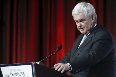 Political consultant and former Speaker of the U.S. House of Representatives Newt Gingrich addresses the third Annual Champions of Jewish Values International Awards Gala in New York May 28, 2015. REUTERS/Eduardo Munoz