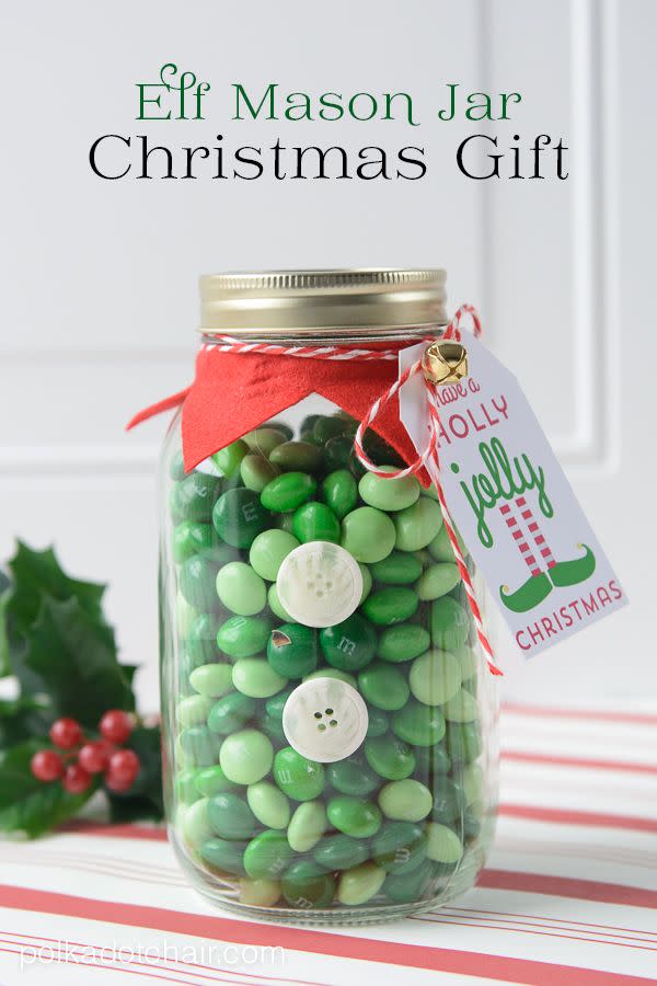 12) Elf Christmas Mason Jar Gifts