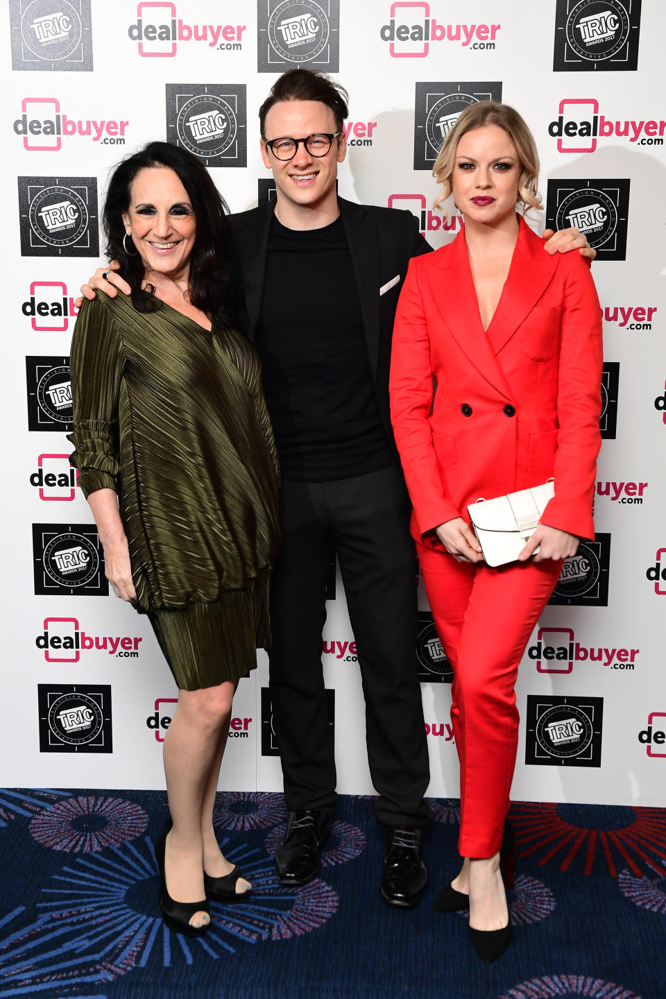 Lesley Joseph, Kevin Clifton and Joanne Clifton attending the 2017 Television and Radio Industries Club Awards, Grosvenor House, Park Lane, London.