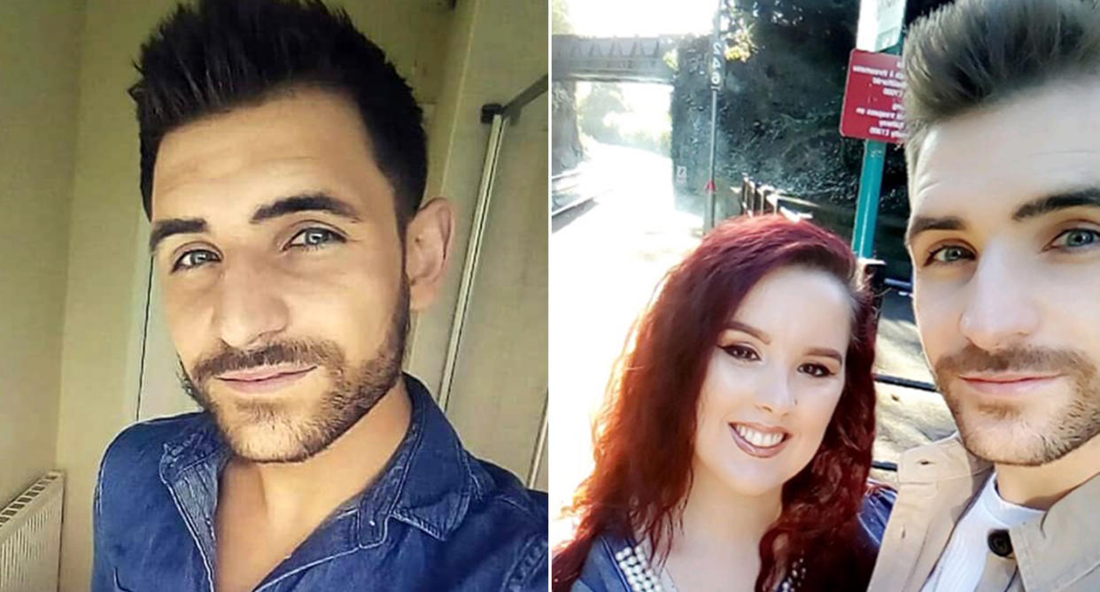 Aaron Williams, left and right, breached a restraining order by contacting his former girlfriend, Jessica Gittings, centre. (Wales News Service)