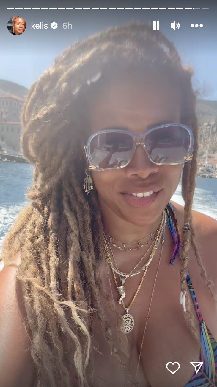 A screenshot of Kelis' Instagram Stories as she vacations in Greece.