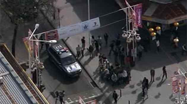 An aerial view of crowed John Street in Cambramatta. Photo: 7News