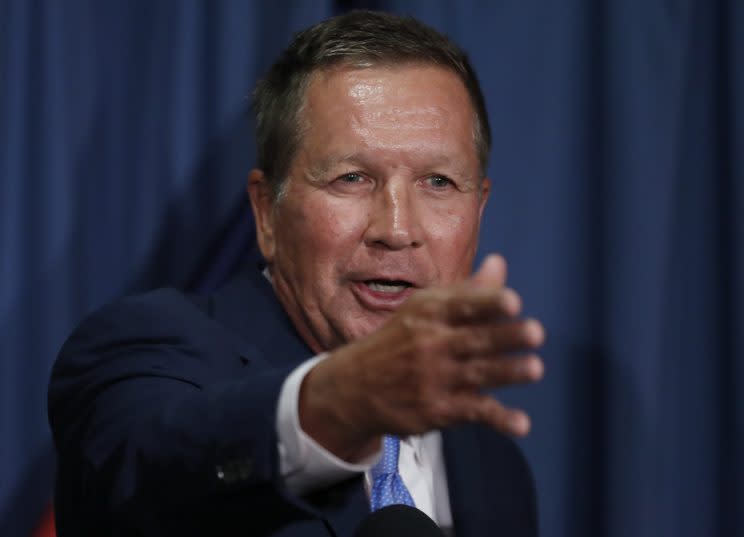 Ohio Gov. John Kasich speaks during a news conference with Colorado Gov. John Hickenlooper at the National Press Club in Washington on June 27, 2017, about Republican legislation overhauling the Obama health care law. (Photo: Carolyn Kaster/AP)