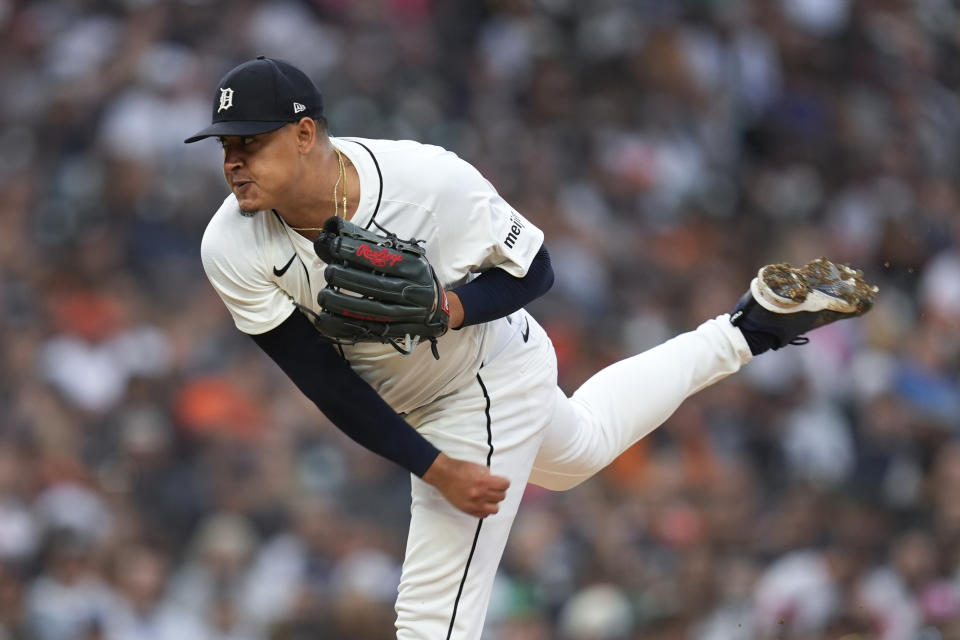 Detroit Tigers pitcher Keider Montero throws against the Chicago White Sox in the seventh inning of a baseball game, Sunday, Sept. 29, 2024, in Detroit. (AP Photo/Paul Sancya)